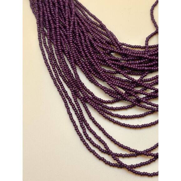 Multi Strand Beaded Necklace - Maroon - Picture 2 of 3